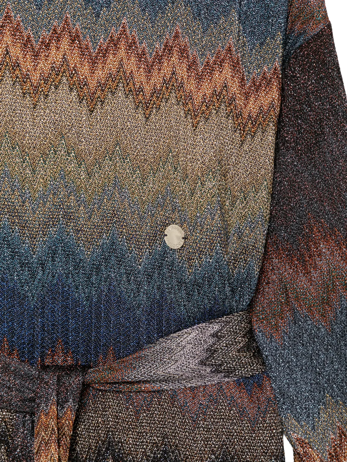 Платье с зигзагообразным узором и поясом Missoni Kids, синий — фото 3