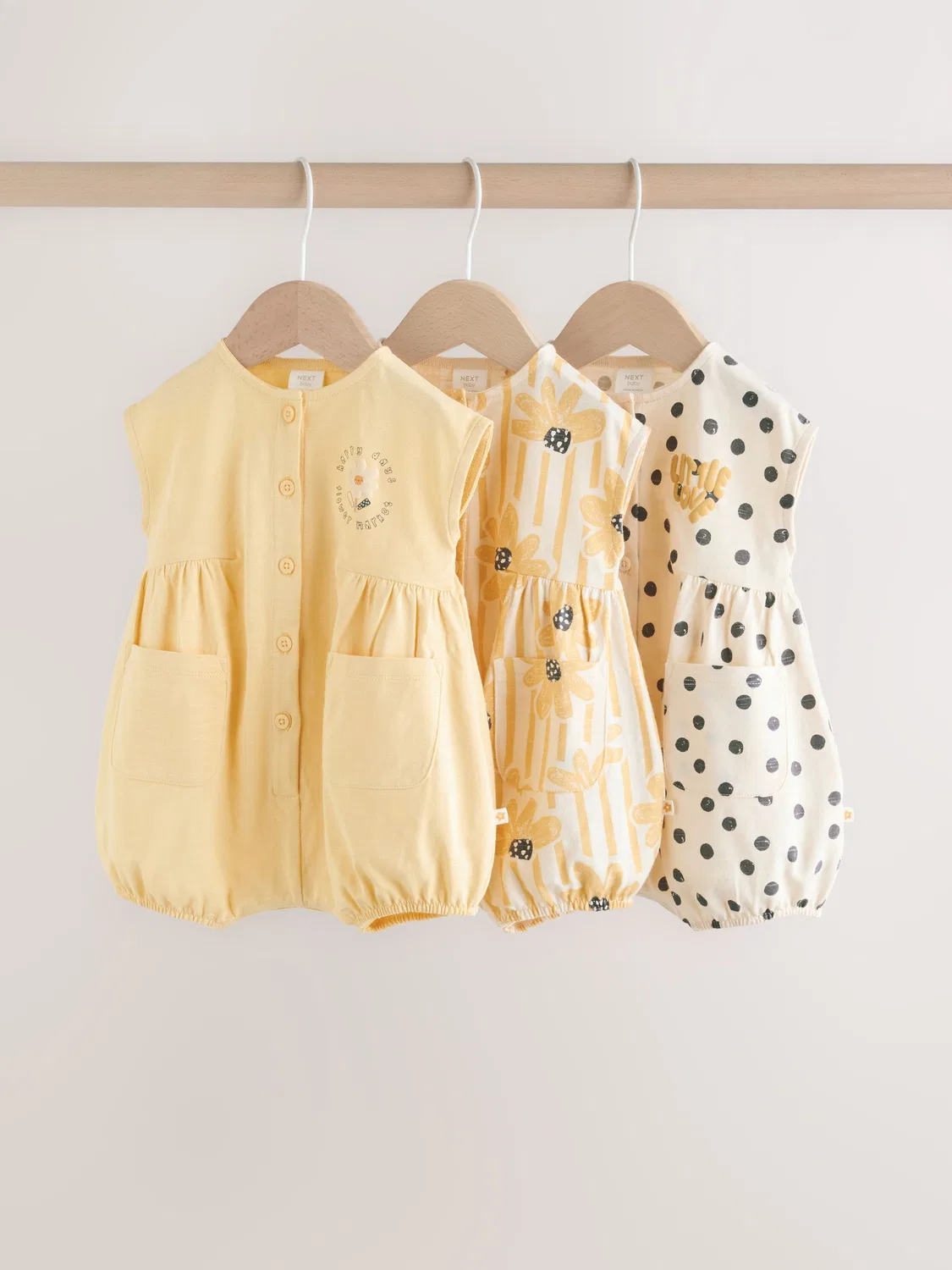 Комбинезон для новорожденных, 3 шт., Yellow Floral Next, желтый
