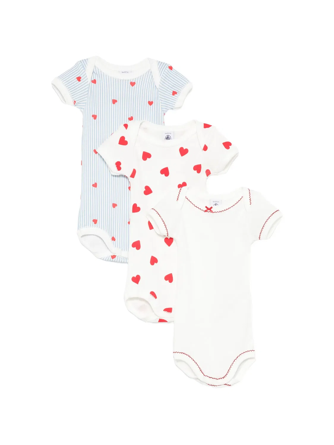 Комплект из трех боди с принтом Petit Bateau, синий