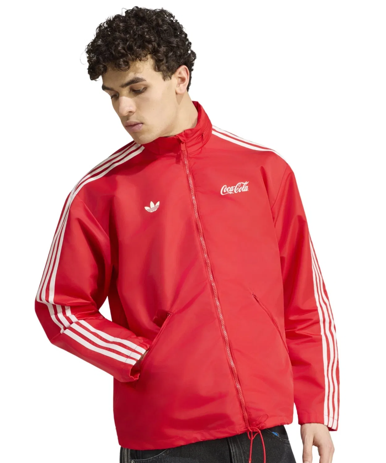 Мужская куртка из нейлона с капюшоном Coca Cola Classic Sport Nylon Parka Adidas, Red — фото 2