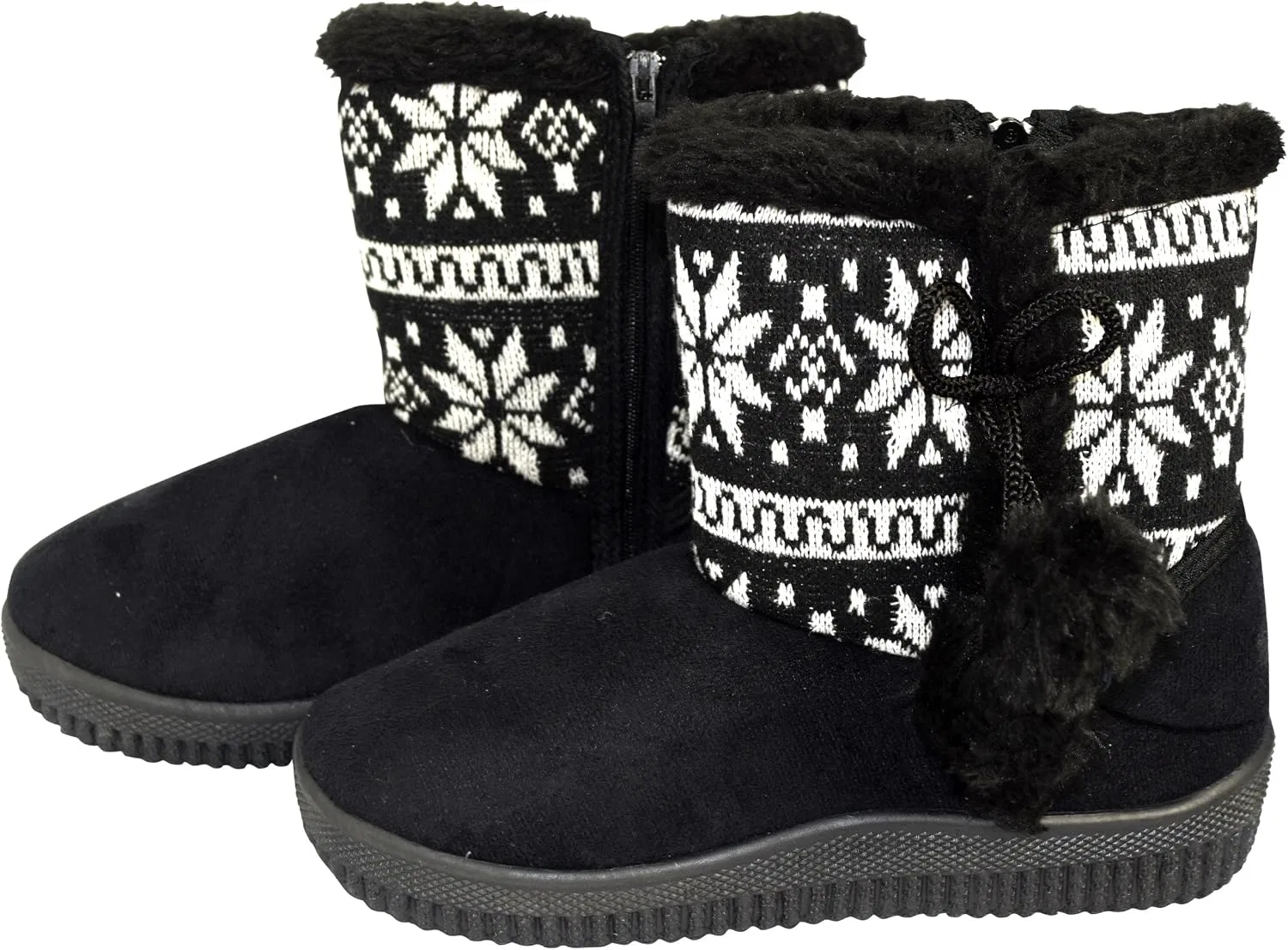 Детские зимние сапоги с искусственным замшем и мехом Snowflake Peach Couture, Black