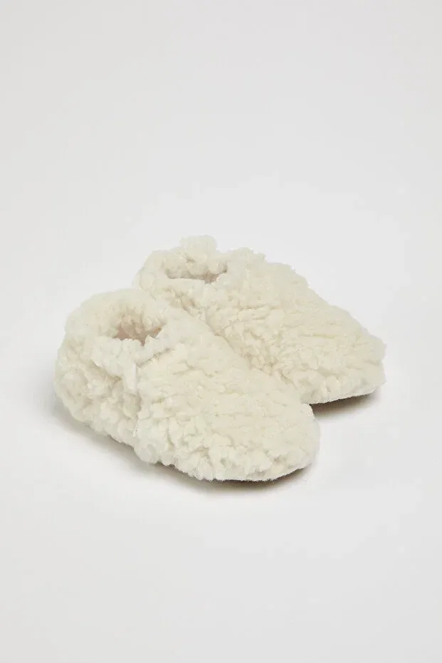 Детские пинетки-тапочки с органическим хлопком Teddy Baby Booties Babyzilla, White