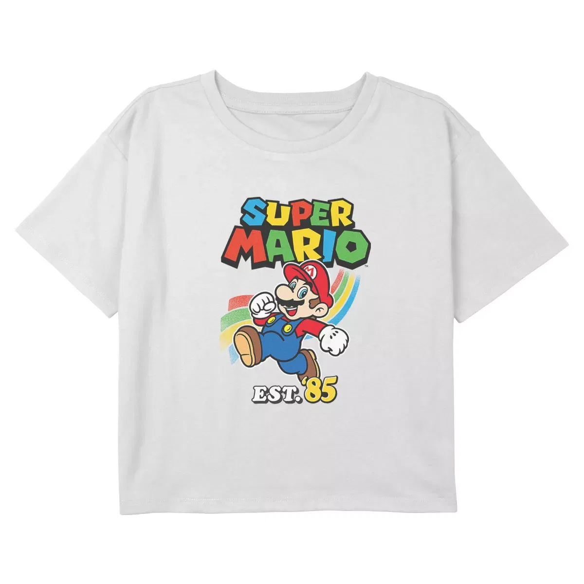 Детская футболка с принтом Graphic Boxy Cropped Nintendo, Est. '85, Цвет White