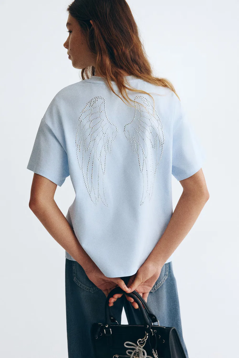 Футболка с декоративным рисунком H&M, Hellblau/Shine Bright