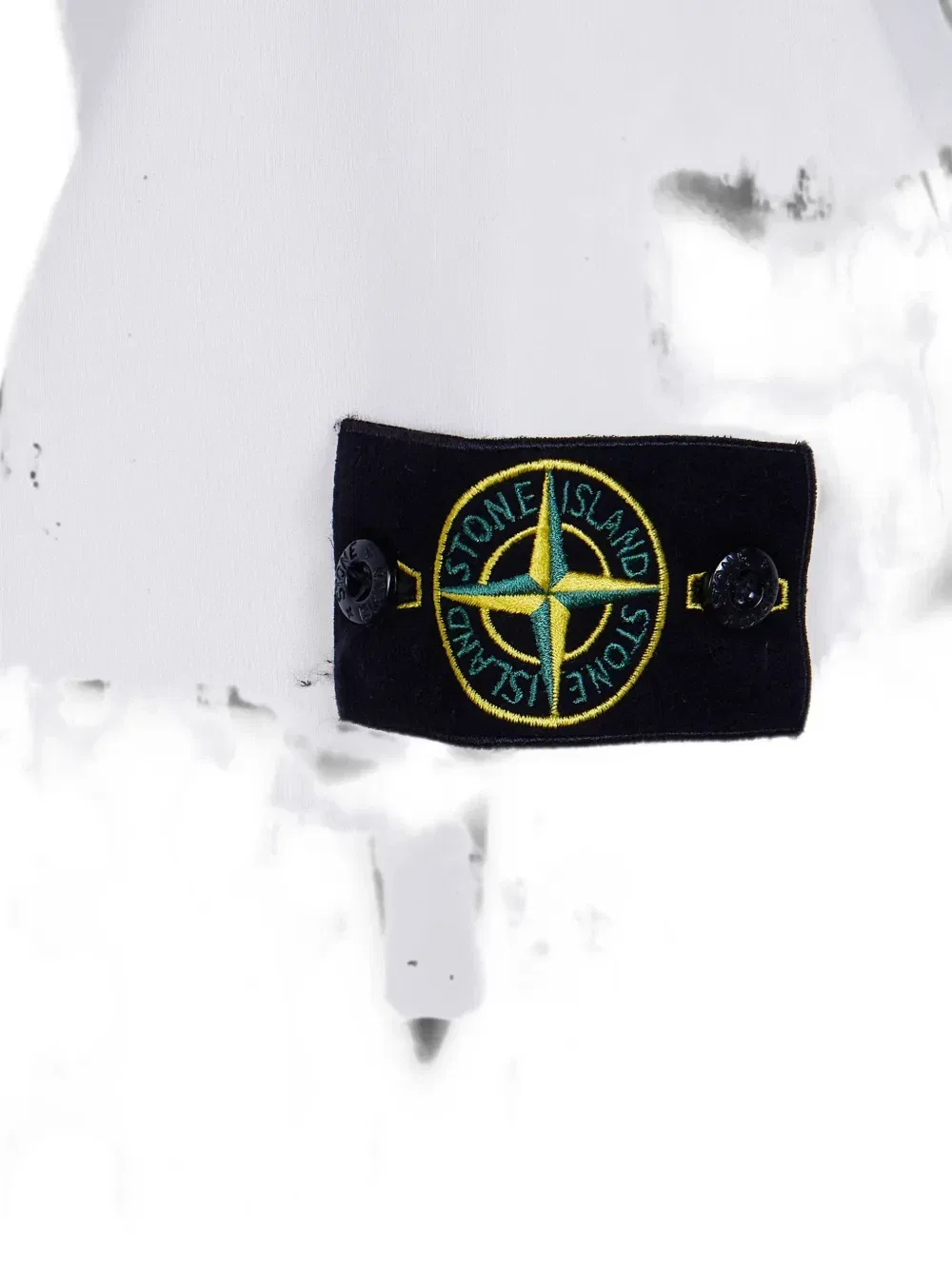 Свитшот с лого-нашивкой и рукавами реглан Stone Island, белый — фото 3