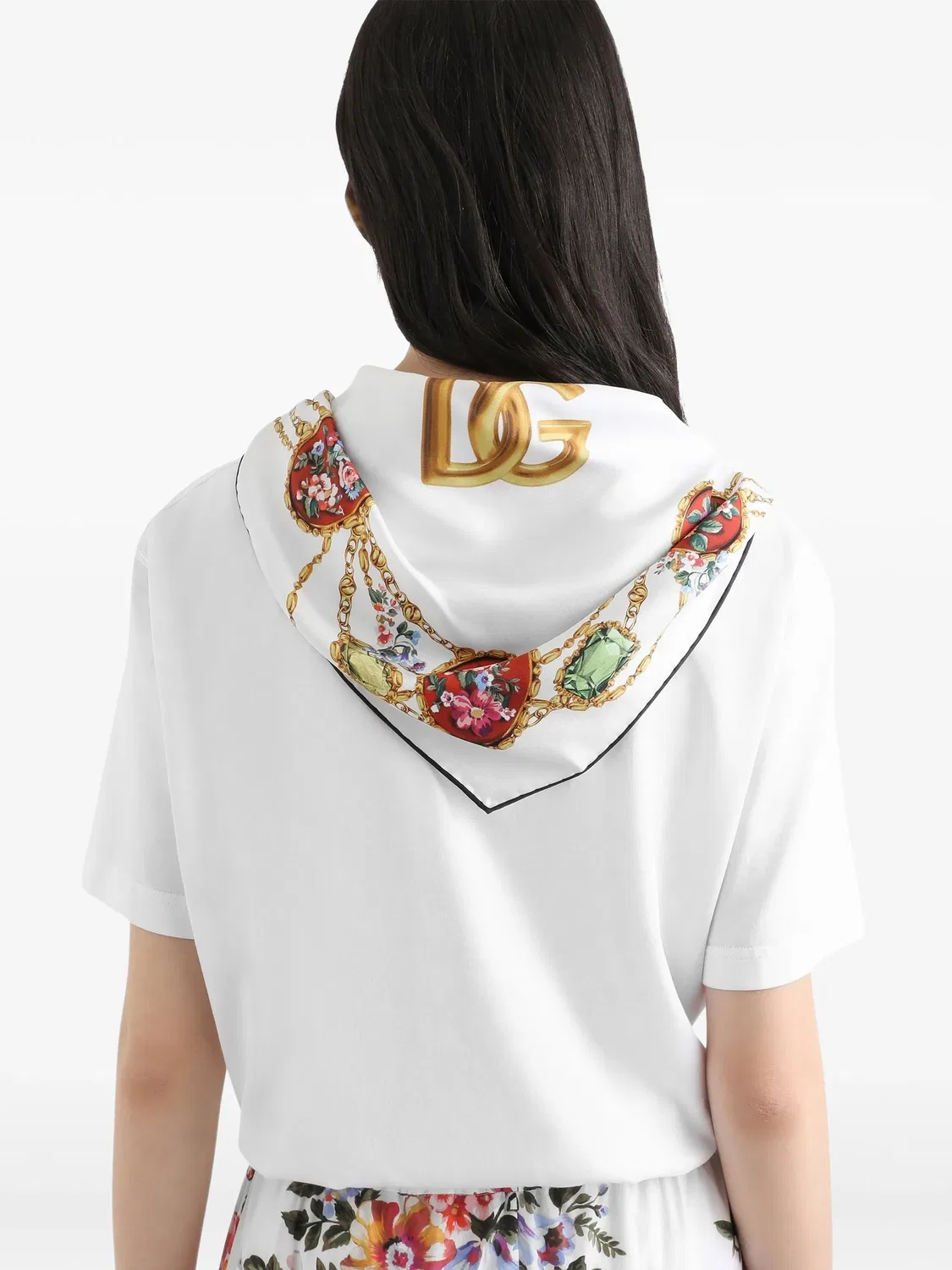 Футболка с эмблемой и деталями шарфа Dolce & Gabbana, белый — фото 3