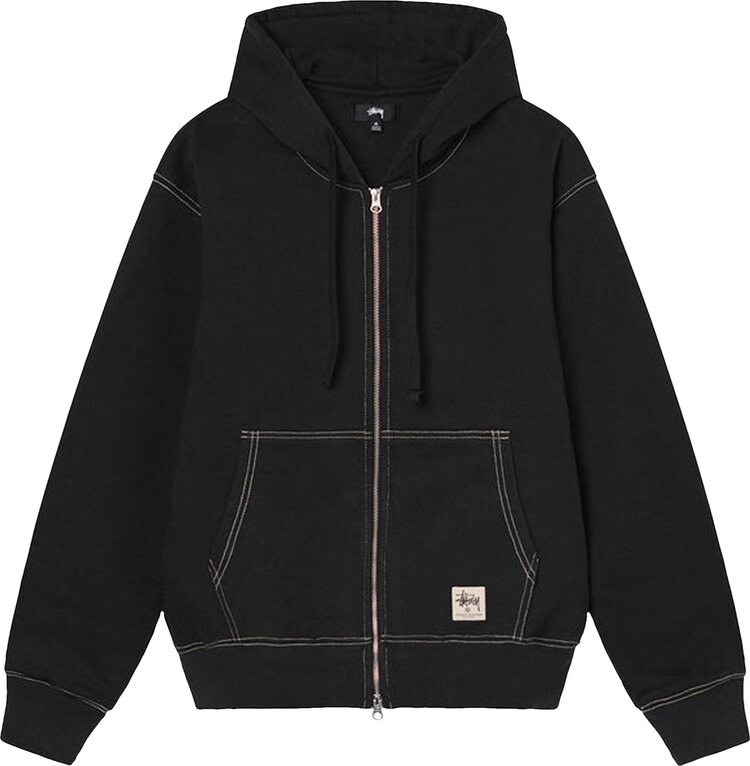 

Худи Stussy Double Face Label Zip Hoodie 'Black', черный