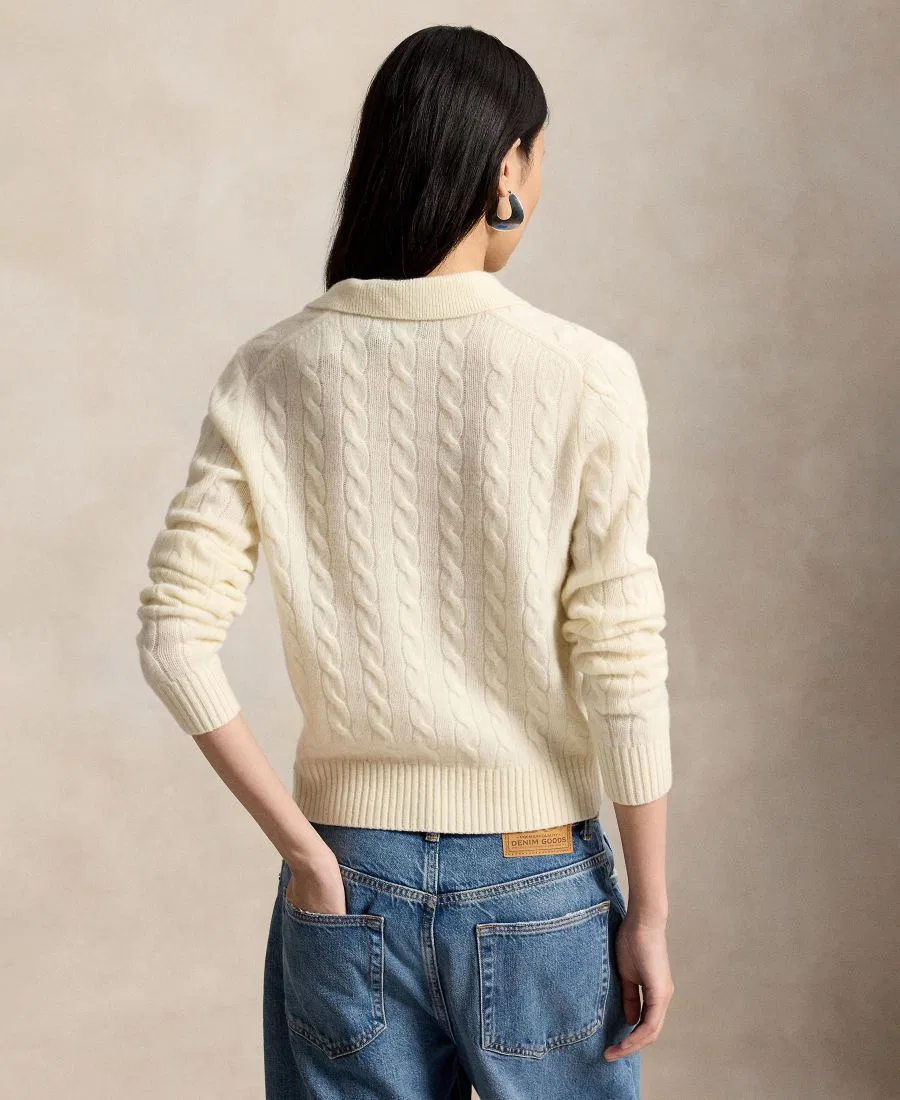 Женский свитер с кабельным узором и длинным рукавом Polo Ralph Lauren, Authentic Cream — фото 4