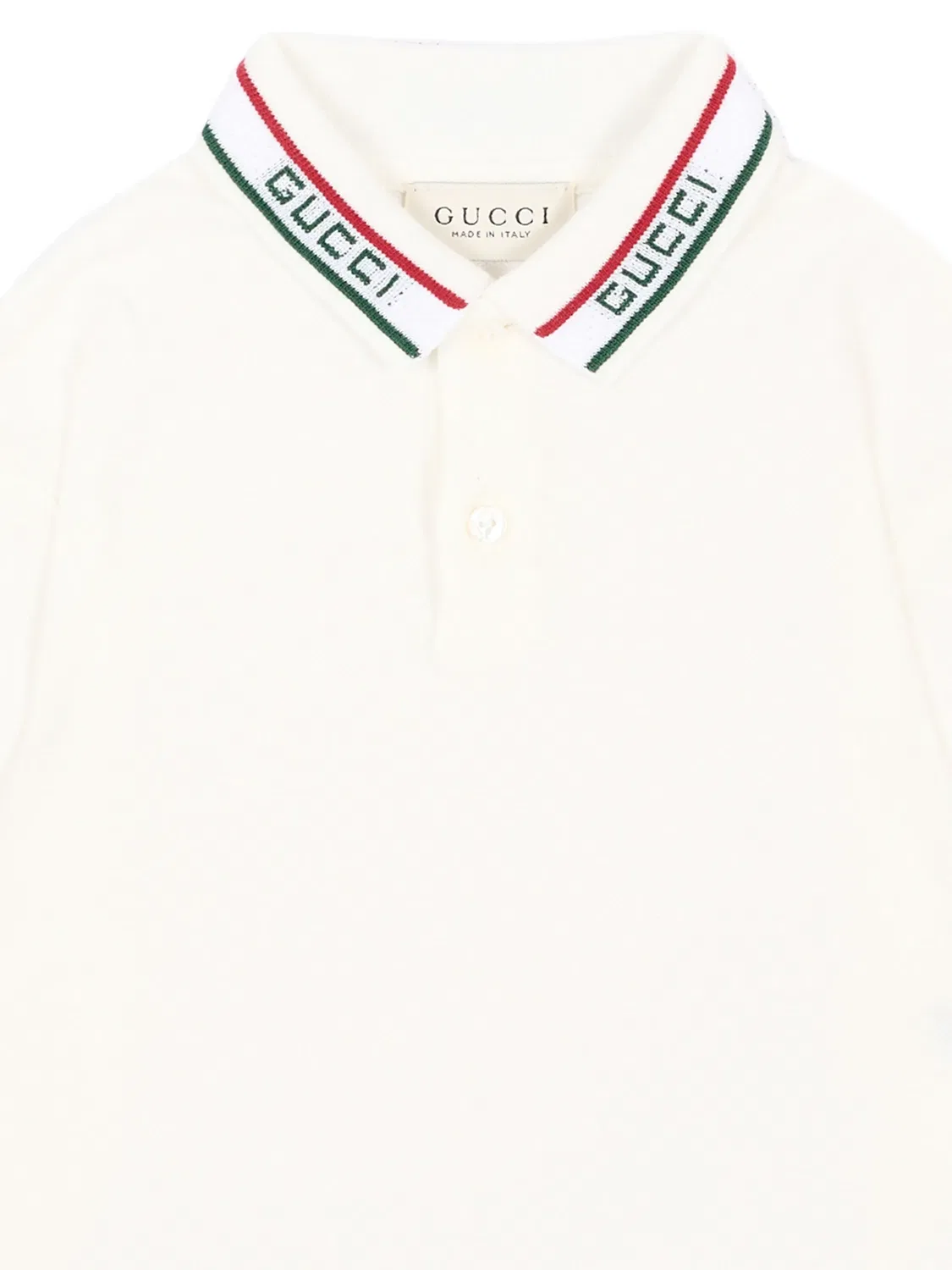 Рубашка поло с длинными рукавами и логотипом Gucci Kids, белый — фото 3