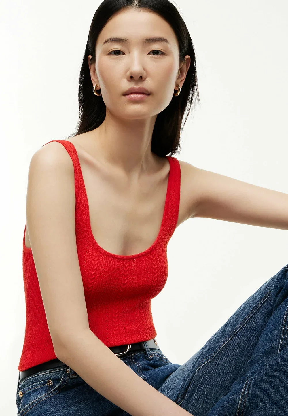 Топ-Майка с вырезом-лодочкой от Pointelle Tommy Hilfiger, Fire Red — фото 4