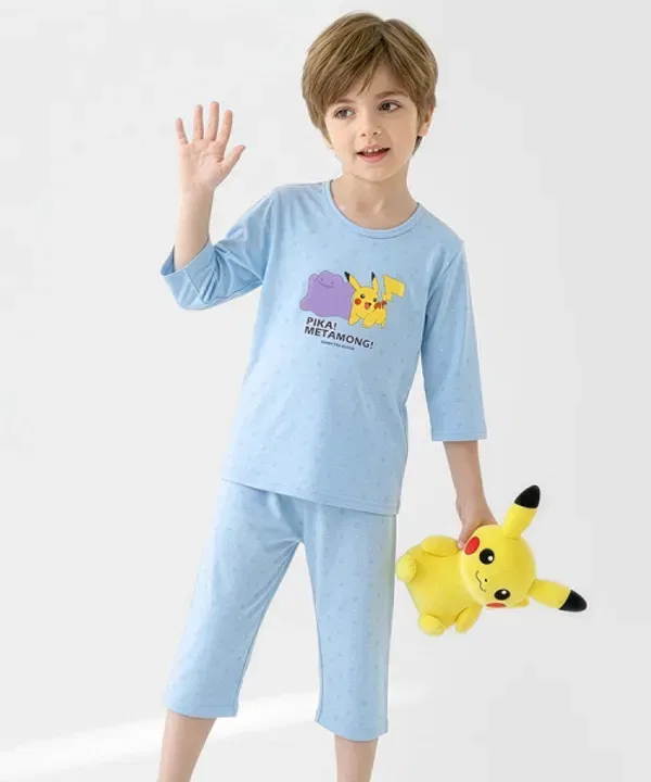 Домашний костюм с коротким рукавом и брюками, Pokémon, Premierfam, синий