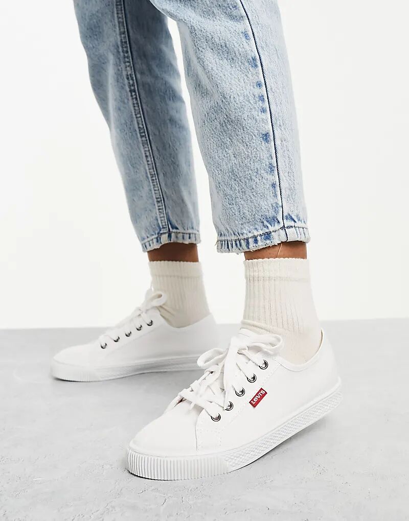 Парусиновые туфли Levi's с красной нашивкой белого цвета — фото 4