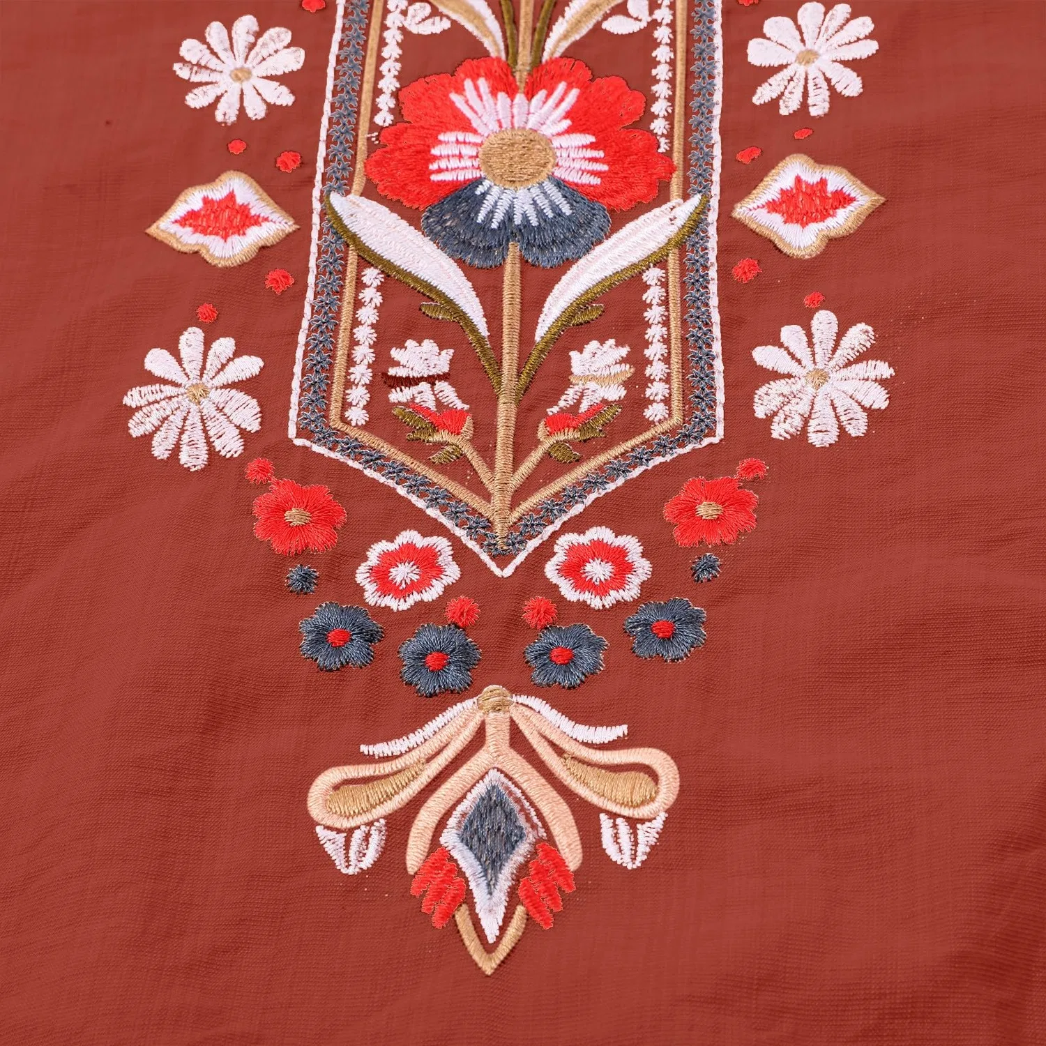 Женская льняная блуза с принтом и вышивкой Chinese Shirts, Z06-orange — фото 4