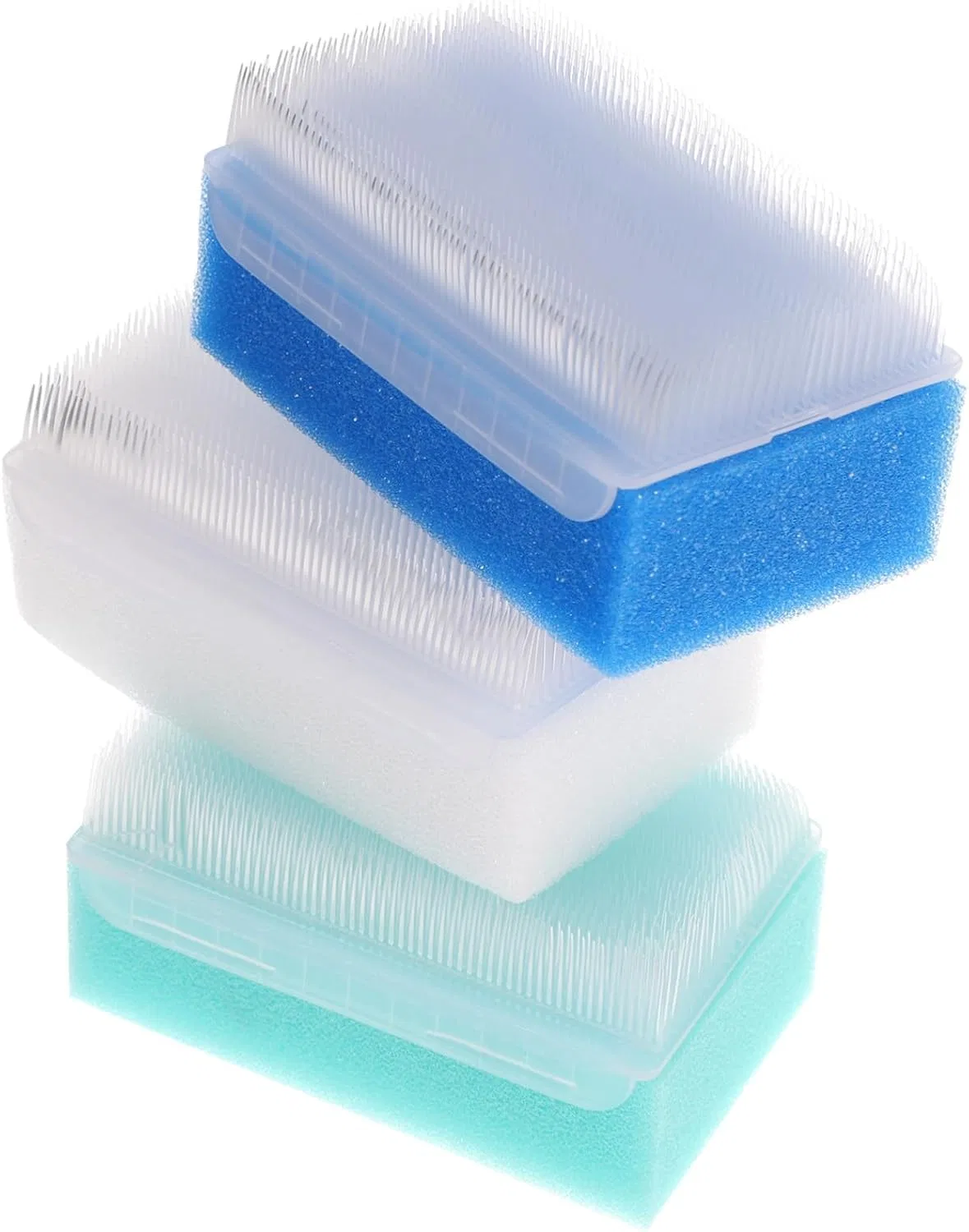 Спонж для ванны с массажной функцией, TOPPERFUN, набор 3 шт, 8x5x4 см, Blue, White and Green