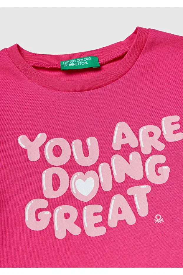 Детское для девочек свитшот с принтом United Colors Of Benetton, Pink — фото 3