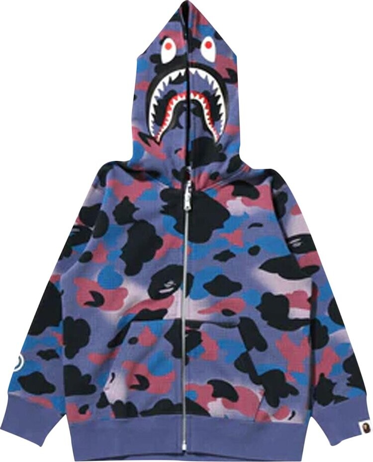 

Худи BAPE Grid Camo Shark Full Zip Hoodie 'Purple', фиолетовый