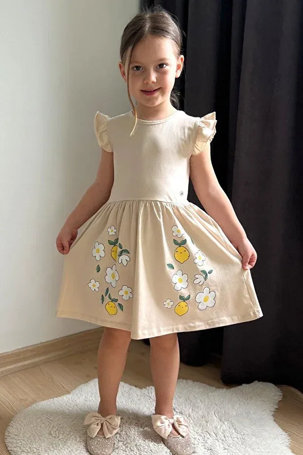Детское платье для девочек с принтом liyakat children's dress Breeze, Beige