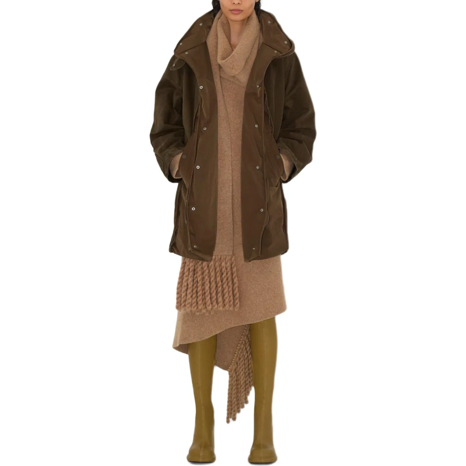 Женское пальто-парка хлопковое с отстегивающимся утеплителем Burberry, Bison Color — фото 3