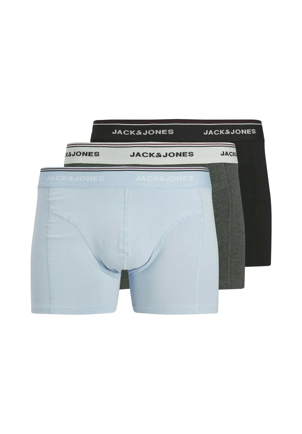 Детские боксерские шорты-плавки Jacavery, комплект из 3 штук Jack & Jones Junior, Black Beauty/Dark Grey Melange/Chambray Blue