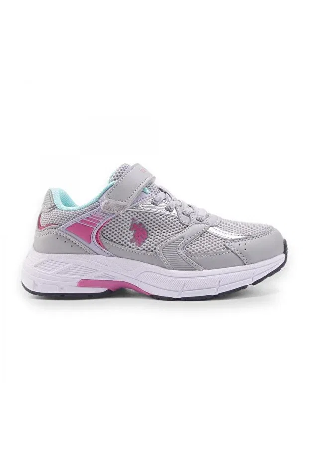 Детские кроссовки для девочек с графическим принтом U.S. Polo Assn., Gray-Pink-Lila — фото 2