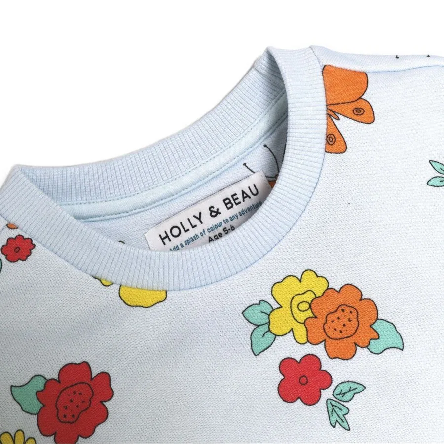 Детский свитшот с длинным рукавом и круглым вырезом, хлопковый Holly and Beau, Blue — фото 3