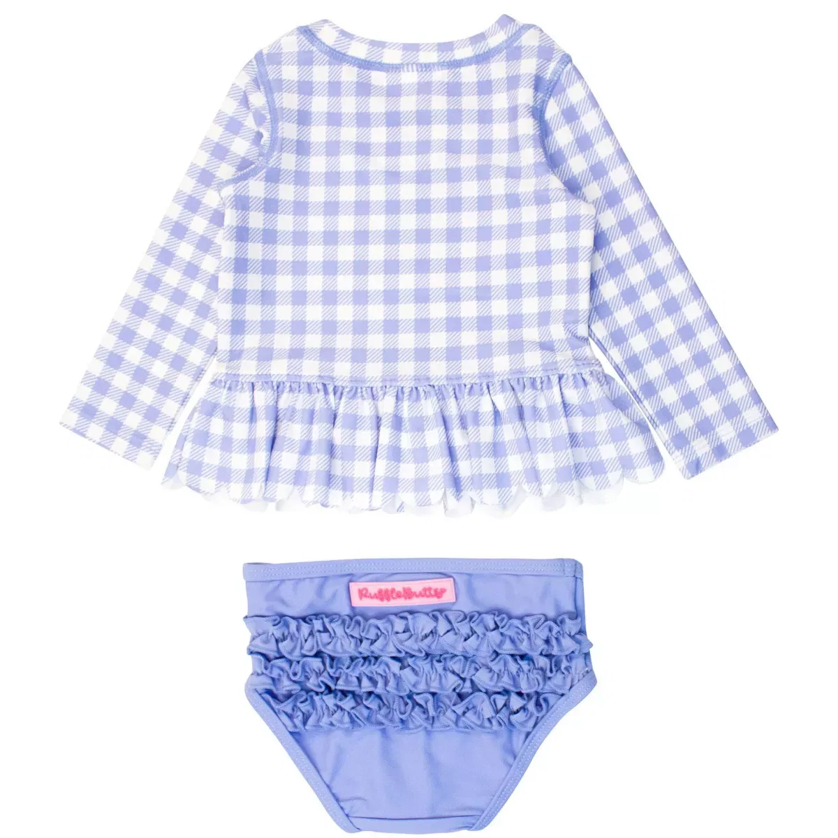 Детский комплект для плавания с длинным рукавом RuffleButts, Periwinkle Blue Gingham — фото 2