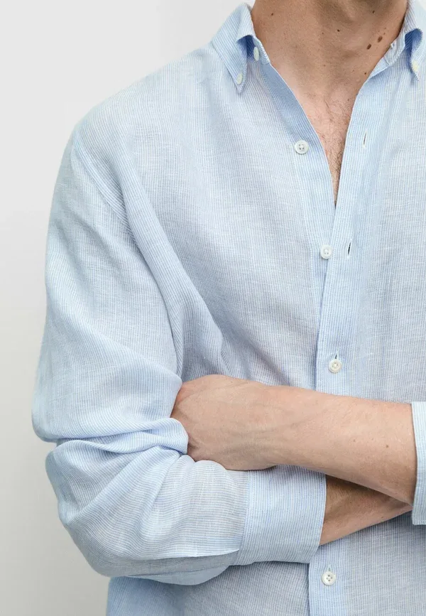 Рубашка с длинным рукавом Striped Massimo Dutti, light blue, светло-голубой — фото 4