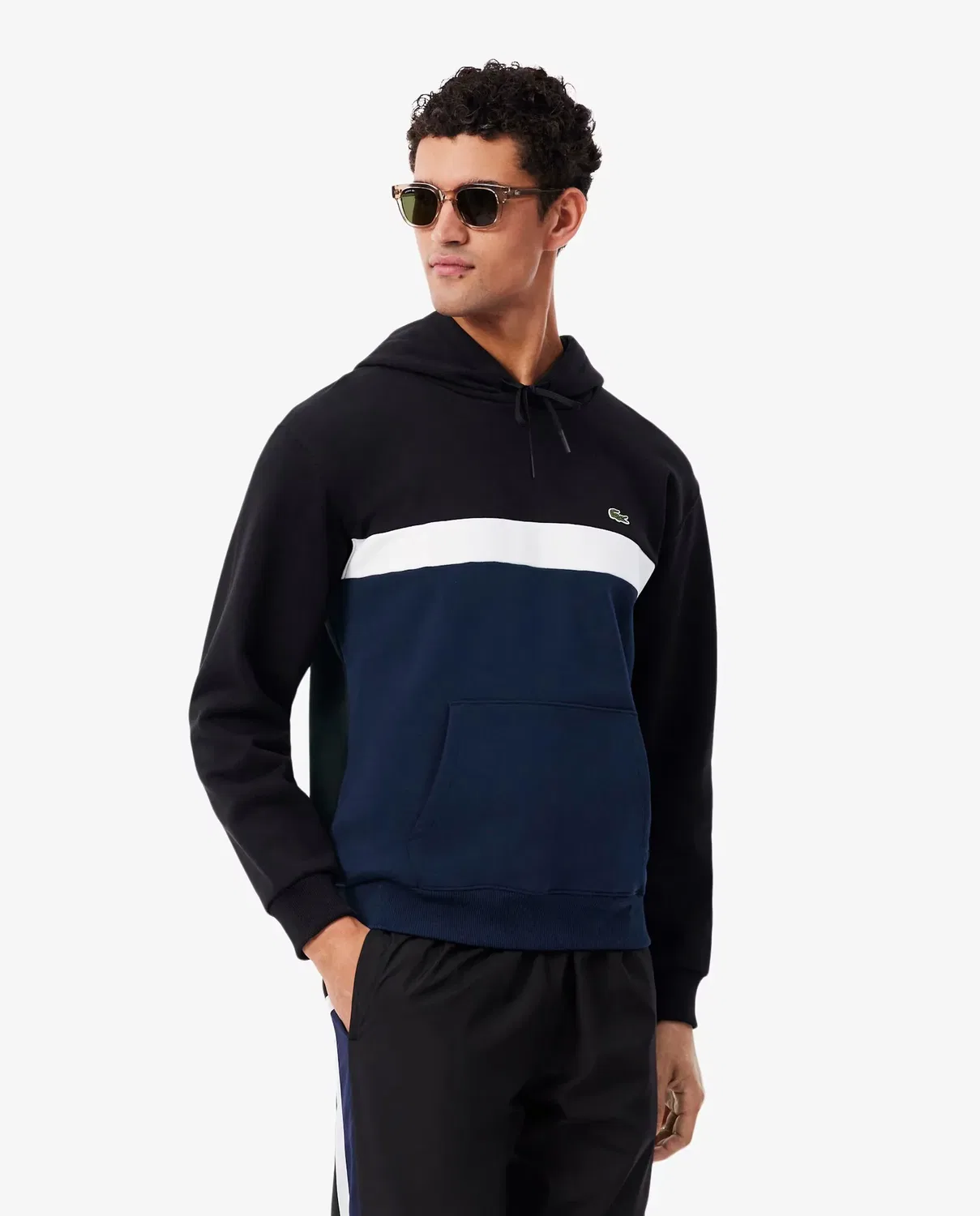Мужская худи Lacoste с капюшоном, цветовые блоки, Negro