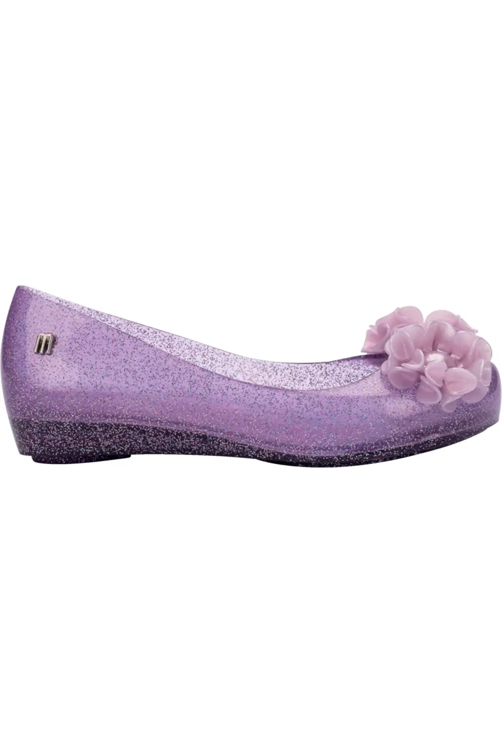 Детские балетки с цветочными аппликациями Springtime Mini Melissa, Lilac Glitter — фото 2