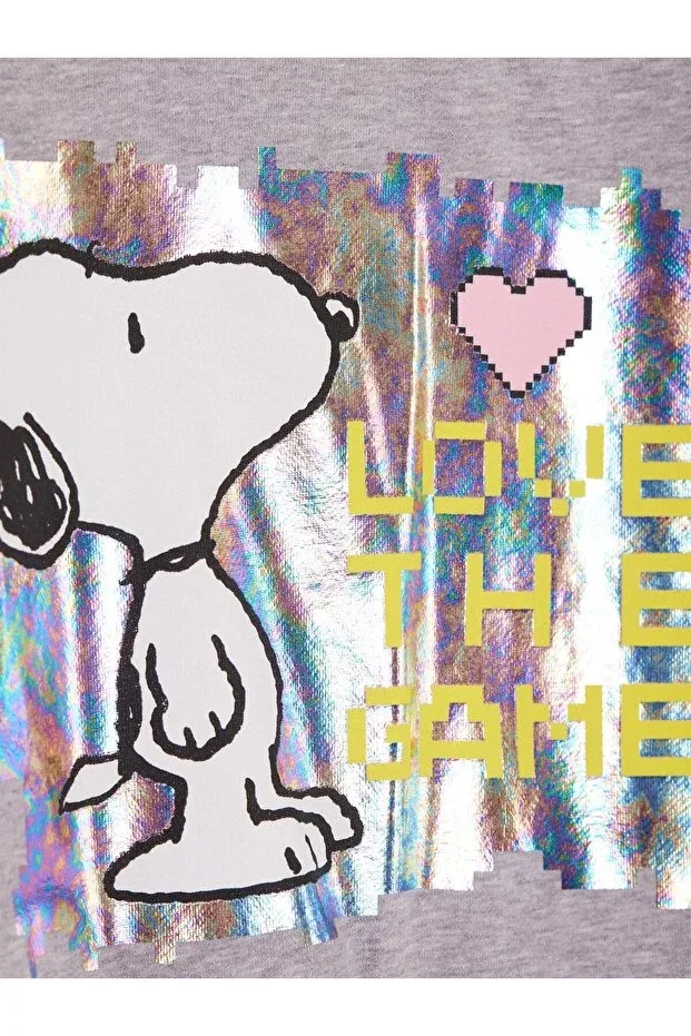 Детские свитшот для девочек с принтом Snoopy Licensed Snopy, Gri-Melage — фото 3