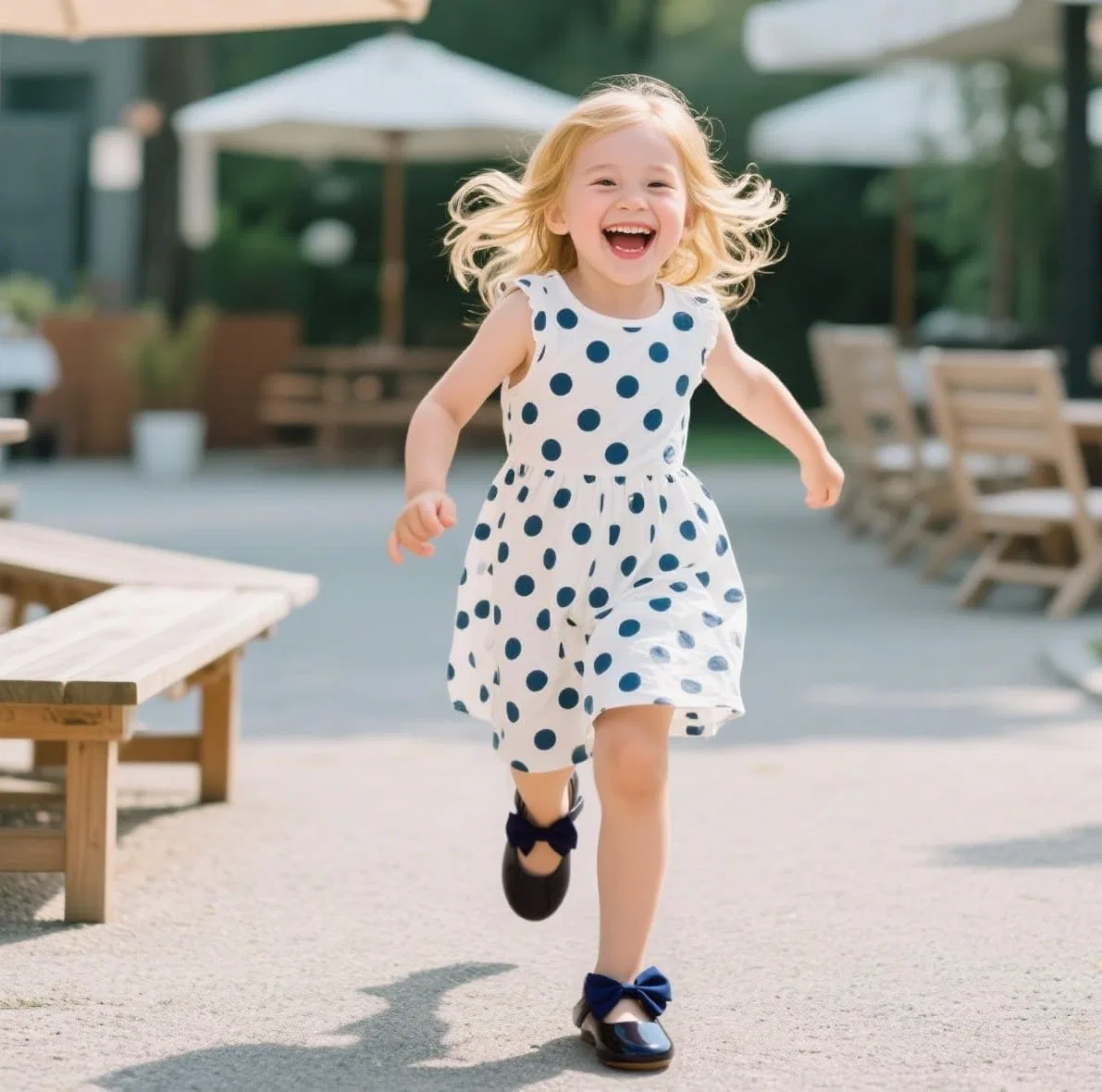 Детские туфли для девочек с принтом Little Flower Otter MOMO, Navy Blue — фото 3