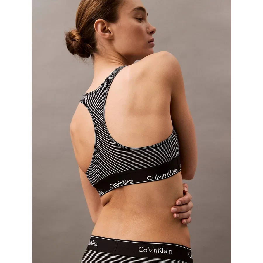 Спортивный бюстгальтер без косточек с полосками Calvin Klein, Черный — фото 3