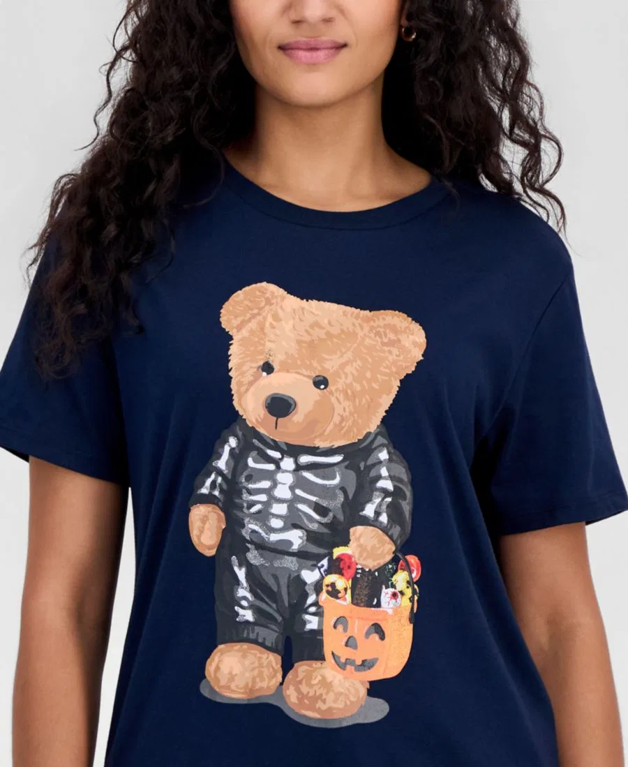 Футболка с принтом Skeleton Bear Grayson Threads, The Label, Navy Blazer — фото 3