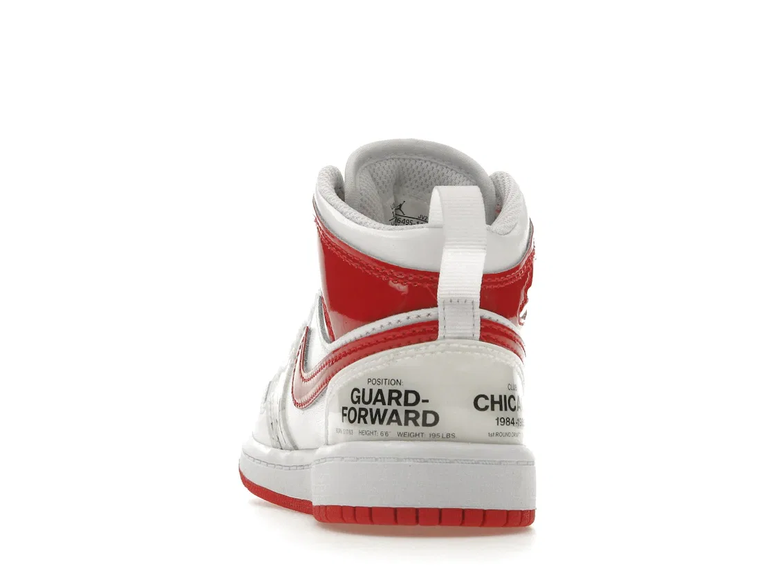Детские кроссовки для мальчиков с принтом Jordan 1 Mid Rookie Season Jordan, White University Red — фото 4