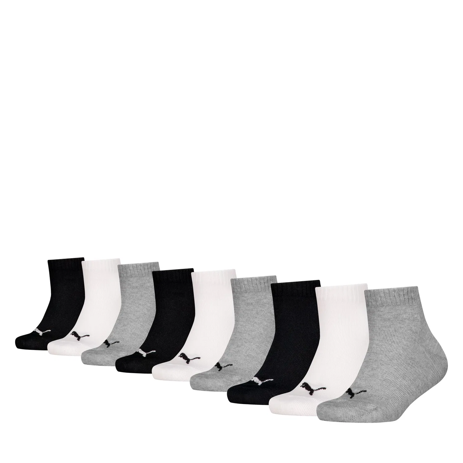 Детские спортивные носки-квартеры PUMA, Grey/White/Black