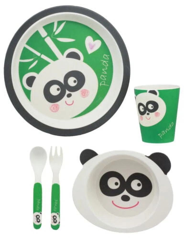 Детский набор посуды из бамбука 5 предметов, Panda, Ebros Gift, multi color — фото 2
