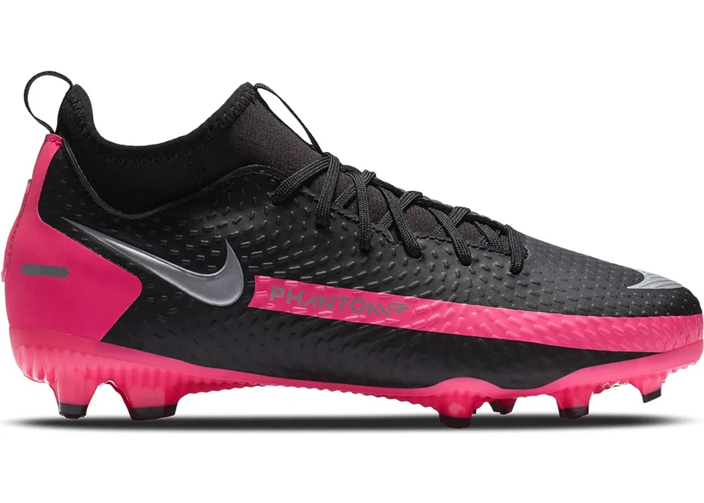 Детские бутсы Nike Phantom GT Academy DF MG, Black/Pink Blast-Metallic Silver