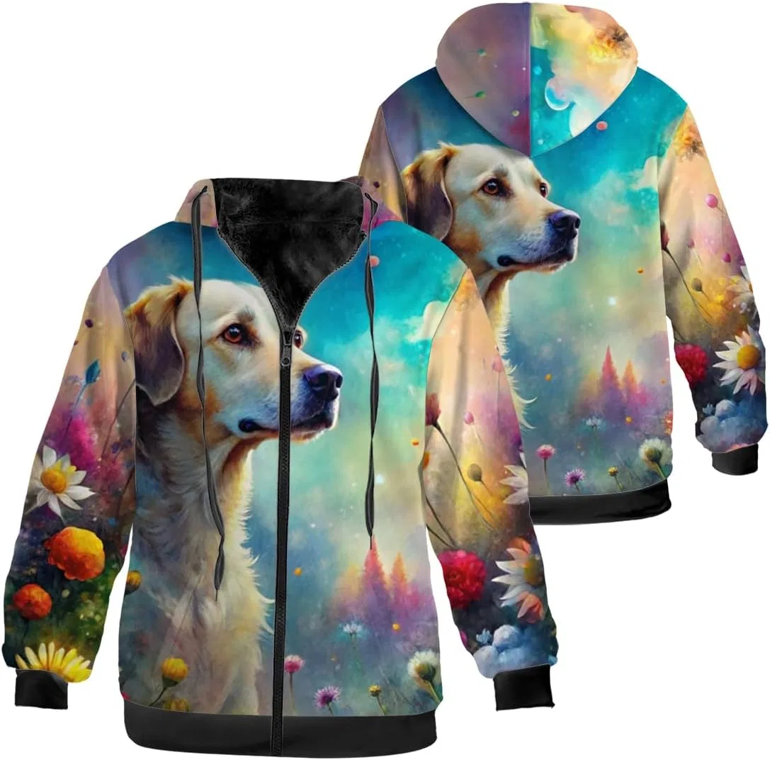 Мужская куртка из флиса с принтом, 3203 Labrador Retriever Blue — фото 3