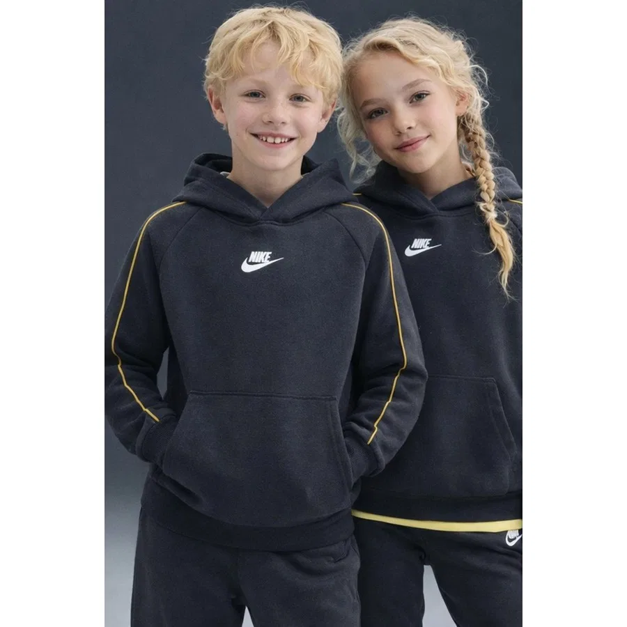 Детский спортивный комплект из футера с капюшоном и брюками, модель Sportswear Club Polar, Nike, Антрацитовый — фото 3