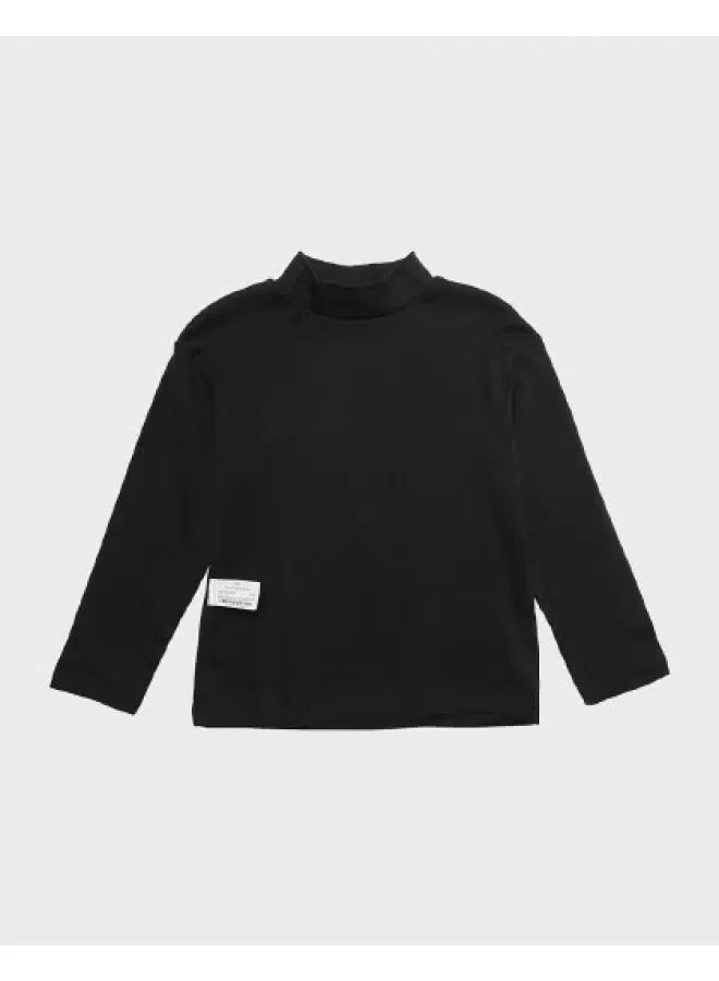 Футболка с длинным рукавом и полувысоким воротом Zara, черный