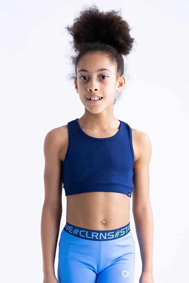Детский топ для девочек без рукавов Betty plain crop tank top Colorinas, Navy Blue — фото 2