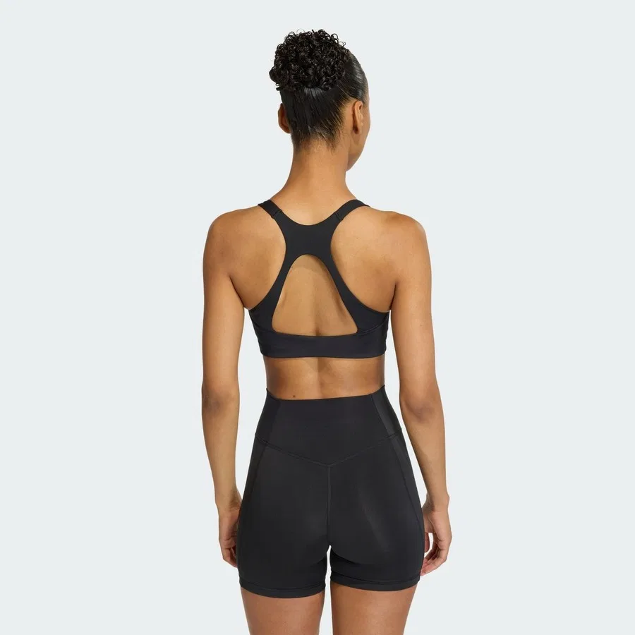 Спортивный бюстгальтер средней поддержки с длинным рукавом Optime Workout adidas, Хаки — фото 2