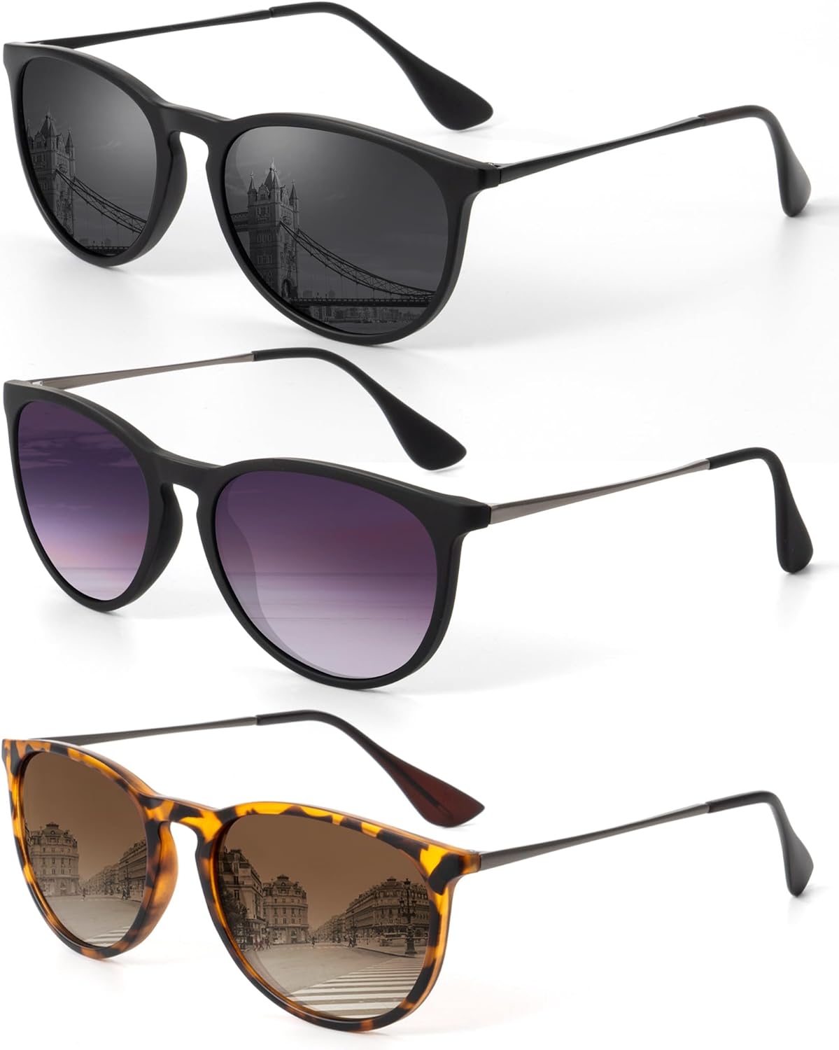 

Женские поляризованные солнцезащитные очки KALIYADI: модные солнцезащитные очки с защитой от УФ-излучения UV400 в стиле ретро для вечеринок, пляжа и шопинга, C6 Black/Gradient Purple + Black/Grey + Leopard/Gradient Brown