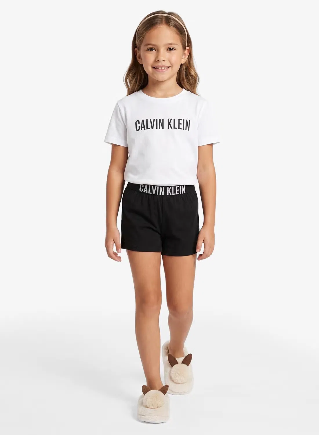 Комплект пижамный из трикотажа с принтом логотипа Calvin Klein Jeans, черный