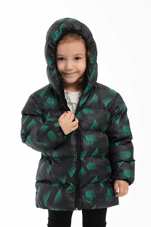 Детское спортивное пальто для девочек с капюшоном Royalside, Green Black
