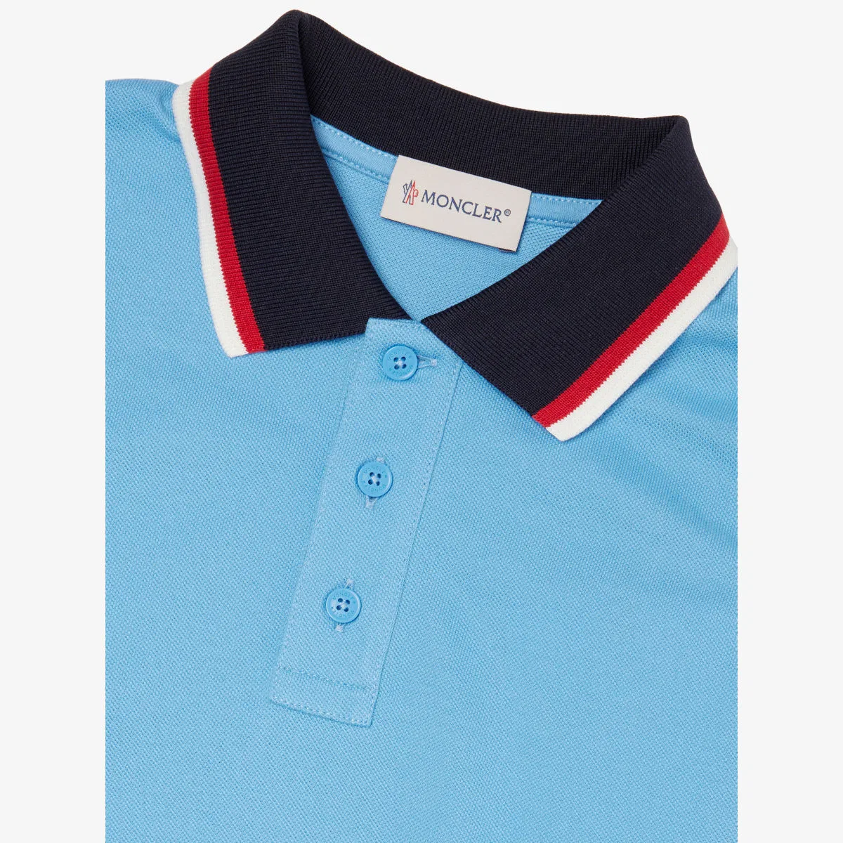 Поло с короткими рукавами из хлопкового пике с нашивкой Brand-patch, размер 4-10 лет Moncler, синий — фото 2