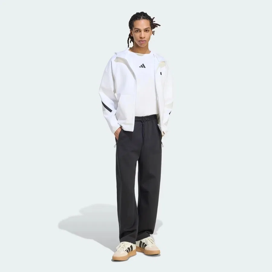 Свитшот мужской с капюшоном и полной застежкой-молнией Z.N.E. Full Zip adidas, Белый — фото 3