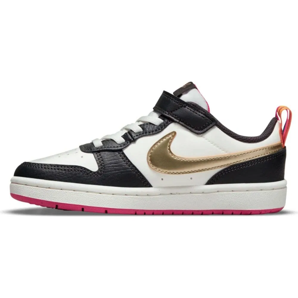 Детские кроссовки для мальчиков с кожаным верхом NIKE Court Borough Low 2 Se NIKE, Summit White Mtlc Pewter Off Noir — фото 3