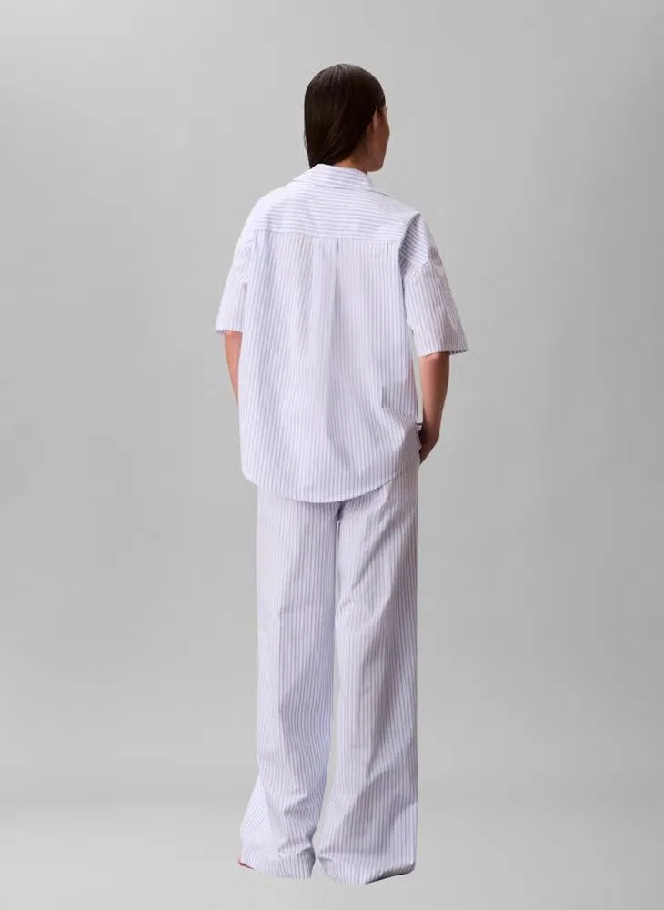 Рубашка свободного кроя с принтом полоска Relaxed poplin regular fit Calvin Klein, синяя — фото 2