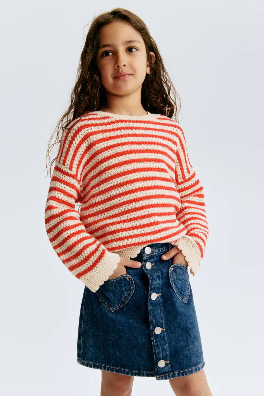 Джинсовая юбка А-силуэта H&M, Denimblau/Herzen